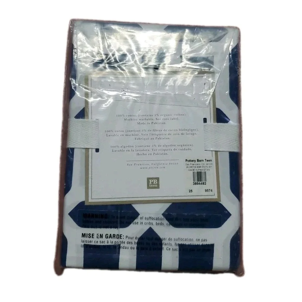 Pottery Barn PB Teen Peyton Cotton Sham Standard Blue and White